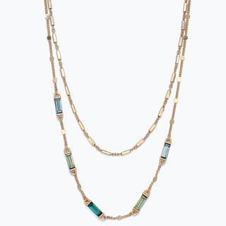 Necklace-Gold+Blue Shades Crystal