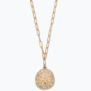 Periwinkle Necklace-Gold Textured Sand Dollar