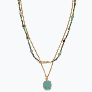 Necklace-Beaded with Turq Pendant