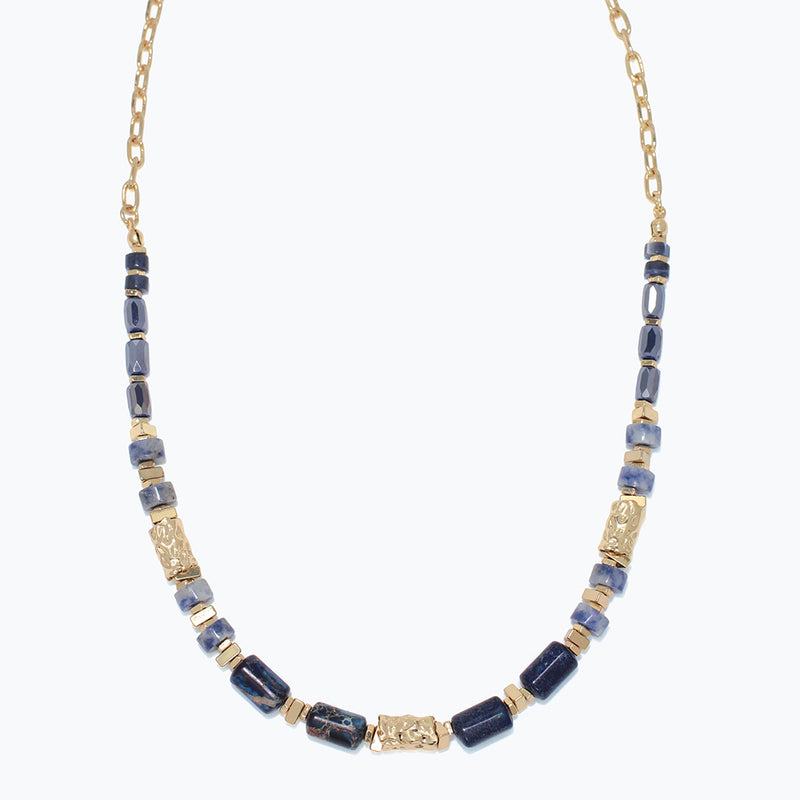 Necklace-Navy Semiprecious w Gold