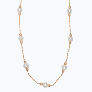 Periwinkle Necklace-Gold Chain w Pearl Station
