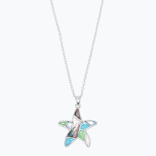 Periwinkle Necklace-Slvr Starfish w Blues