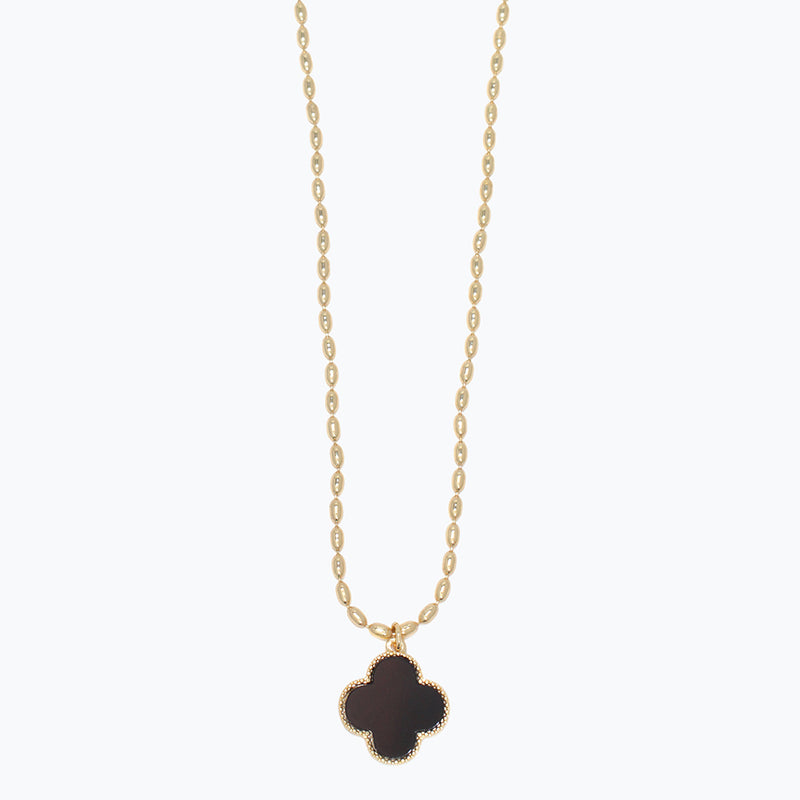 Necklace-Black Clover w Gold Beads