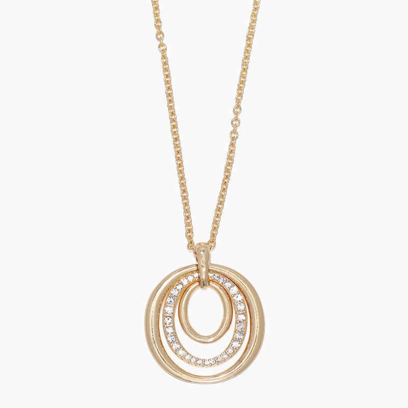 Necklace-3 Gold Rings with Crystals