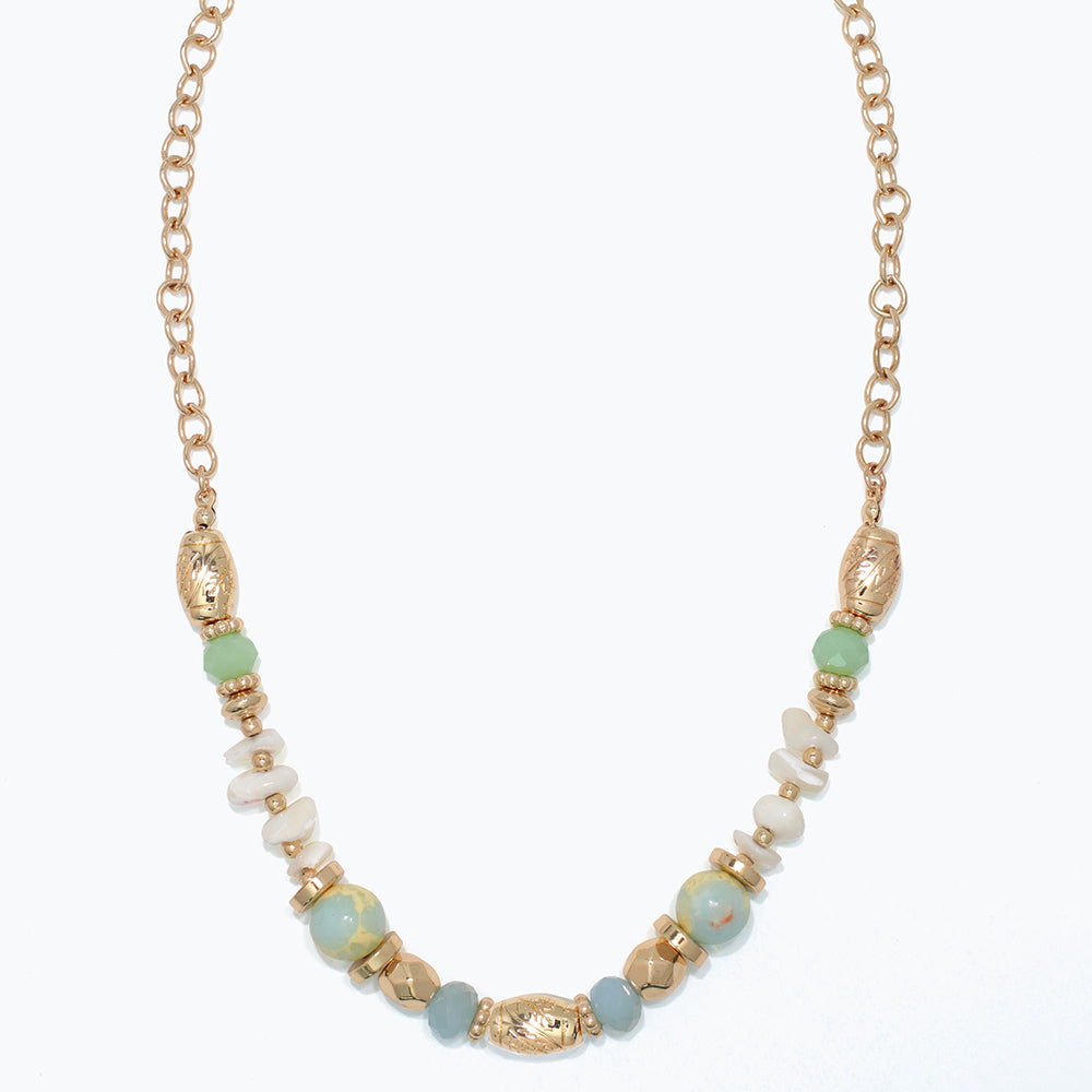 Necklace-SemiPrecious Mint &amp; Gold