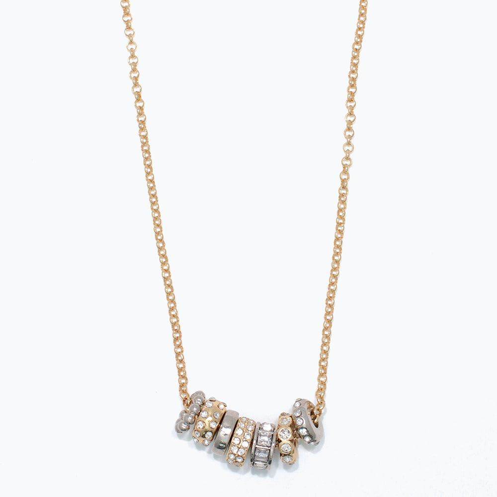Necklace-Two Tone Crystal Rings