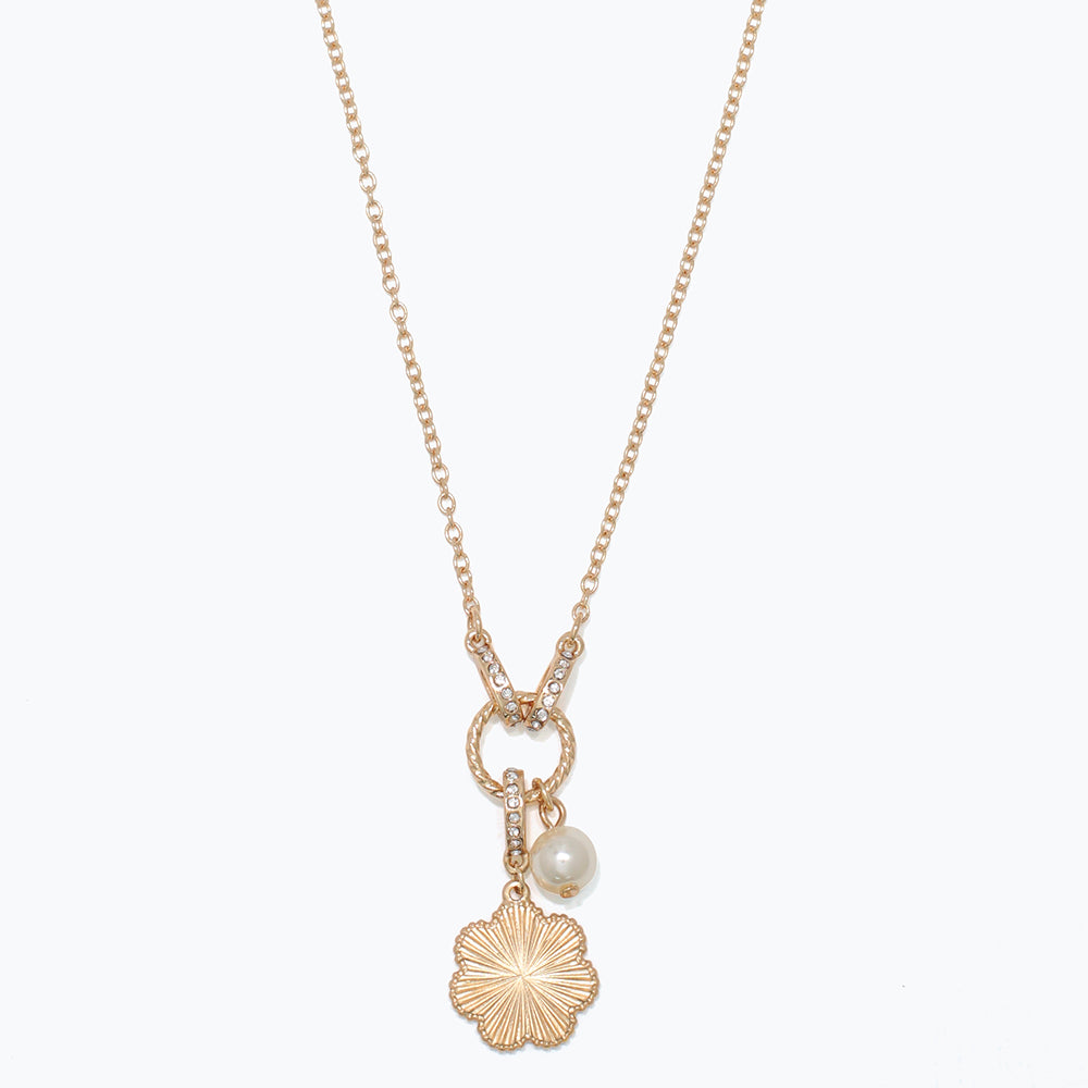 Necklace-Gold with Crystals &amp; Pearl