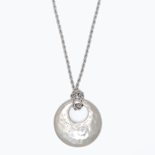 Periwinkle Necklace-Hammered Silver on Rope Chai
