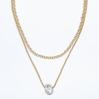 Periwinkle Necklace-Layered Gold+Silver Pendant
