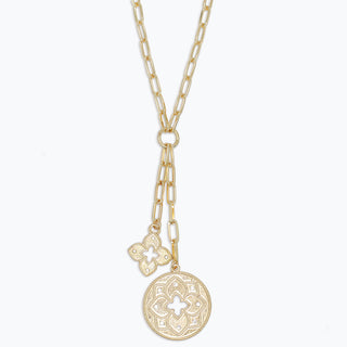 Necklace-Bold Gld Charms w Crystals
