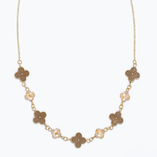 Periwinkle Necklace-GD & Brown Enamel Clovers