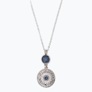 Necklace-Silver Filigree & Navy