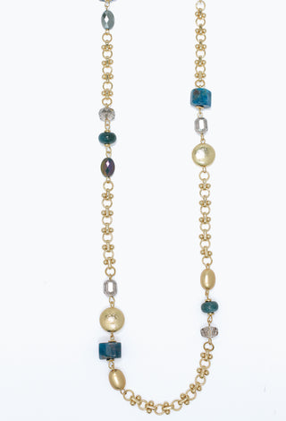 Periwinkle Necklace-Brushed Gold and Apatite