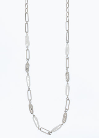 Necklace-Silver Link Chain & Pearl