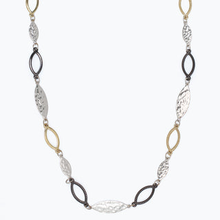 Necklace-Tri Tone Cat Eye Links