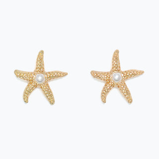 Cuties Earrings-Gold Starfish with Pearl