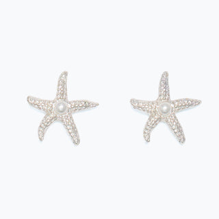 Cuties Earrings-Silver Starfish with Pearl