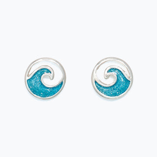 Cuties Earrings-Blue Glitter Silver Wave