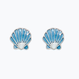 Cuties Earrings-Ocean Blue Enamel Shell