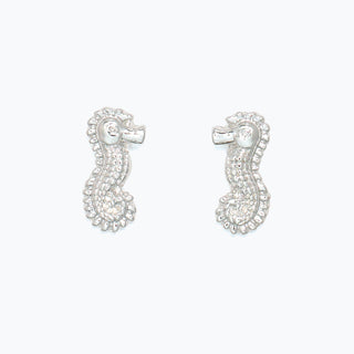 Cuties Earrings-Silver Detailed Seahorses