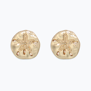 Cuties Earrings-Hammered Gold Sand Dollars