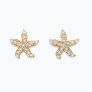 Cuties Earrings-Gold Starfish with Pearls