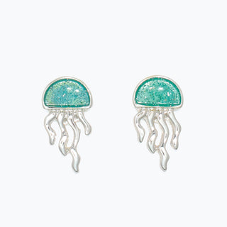 Cuties Earrings-Aqua Enamel Jellyfish