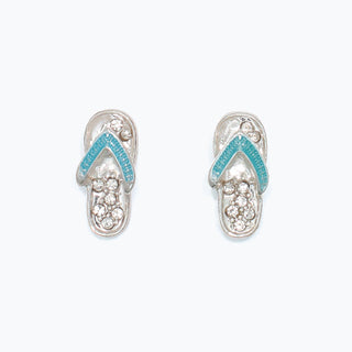 Cuties Earrings-Silver Flip Flops w Crystals