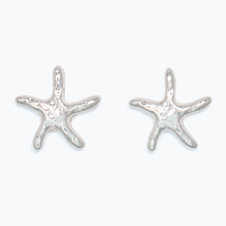 Cuties Earrings-Hammered Silver Starfish