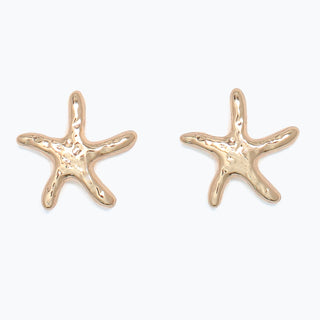 Cuties Earrings-Hammered Gold Starfish