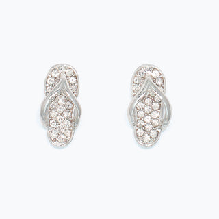 Cuties Earrings-Silver Flip Flops w Crysta