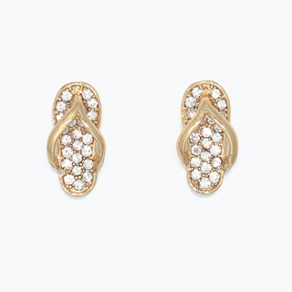 Cuties Earrings-Gold Flip Flops w Crystals