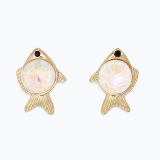 Cuties Earrings-Gold Fish w AB Crystals