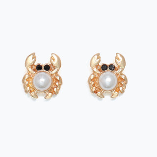 Cuties Earrings-Earrings-Gold Crabs w Pearls