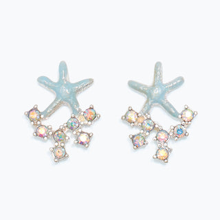 Cuties Earrings-Mint Starfish w AB Crystal