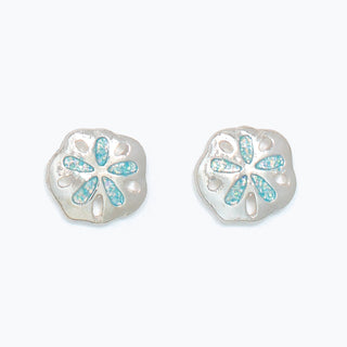 Cuties Earrings-Silver + Aqua Sand Dollars