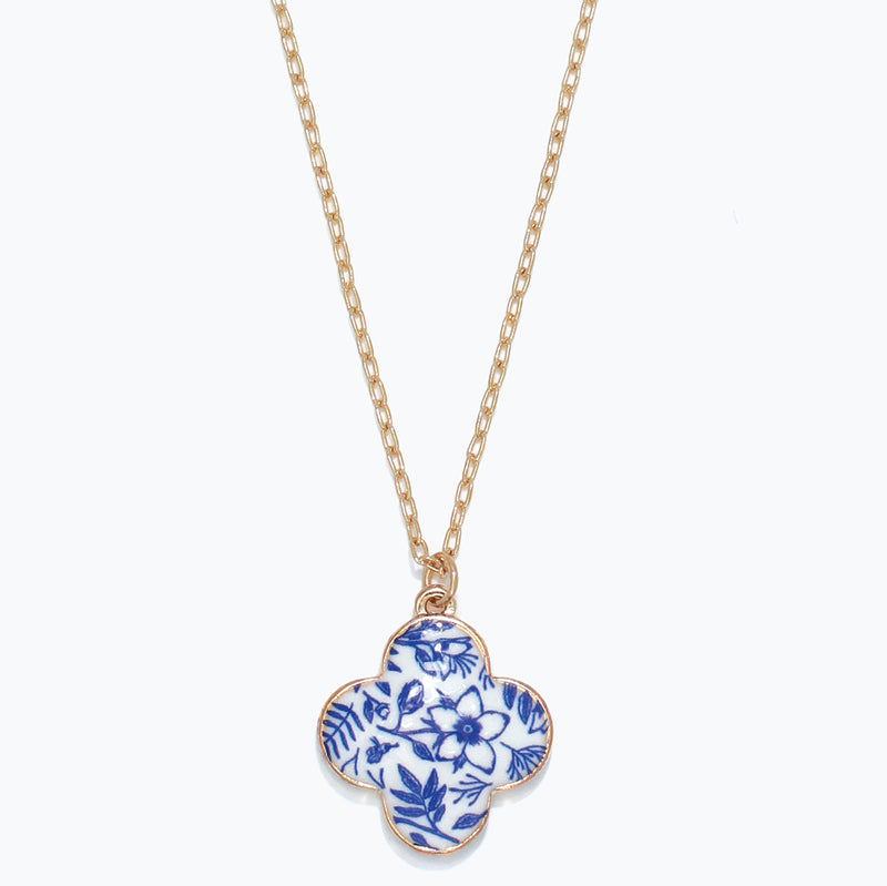 Necklace-Blue and White Clover