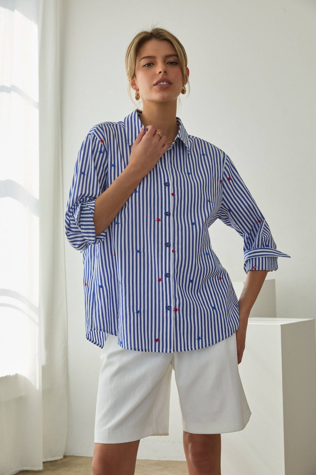Stars &amp; Stripes Button-Down Blouse