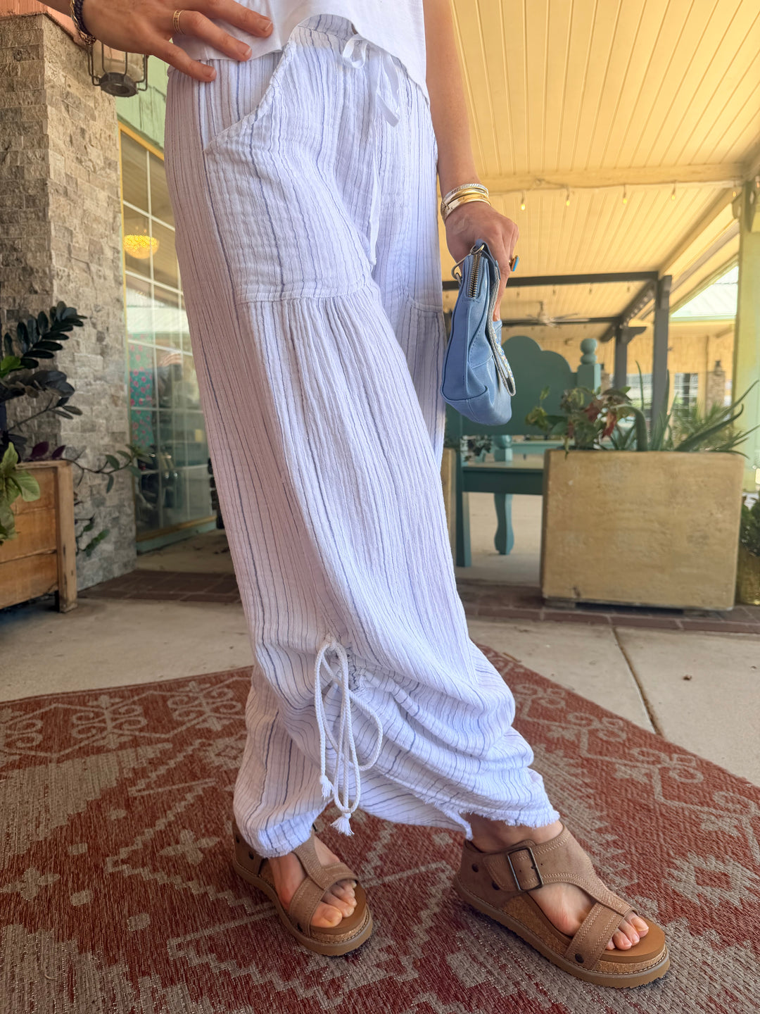 XCVI Striped Muriel Wide Leg White