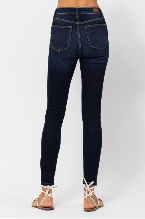 82253 FINAL SALE Judy Blue High Waist Skinny Jean with Hand Sanding - Sizes 0-22W