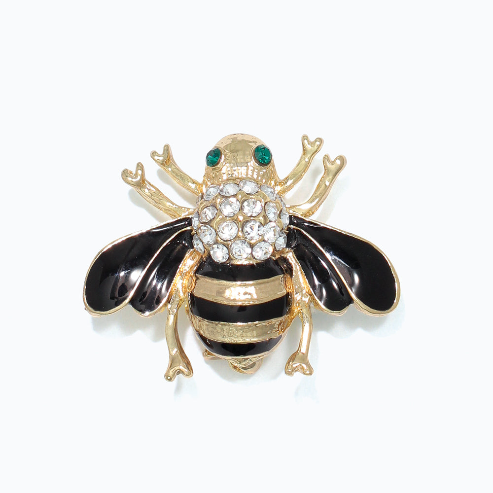 Pin-Black &amp; Gold Crystal Bee