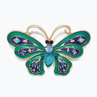 Pin-Green & Navy Butterfly w Gold