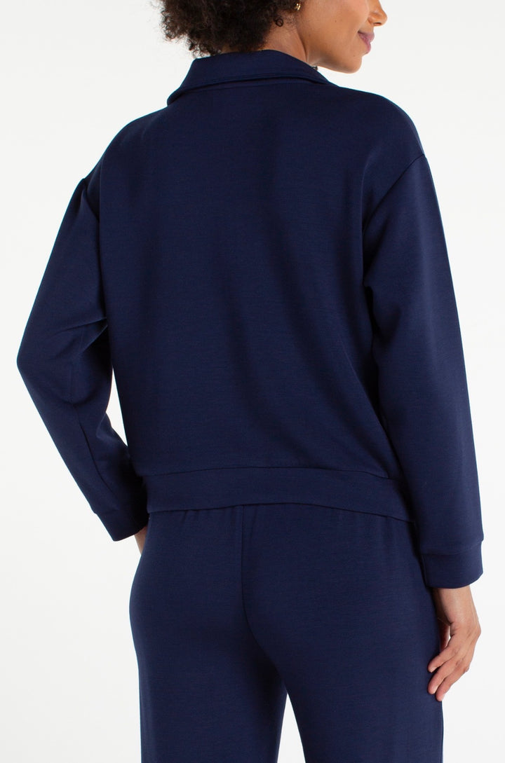 Liverpool Half Zip Popover with Collar - Deep Midnight - Cloud 9