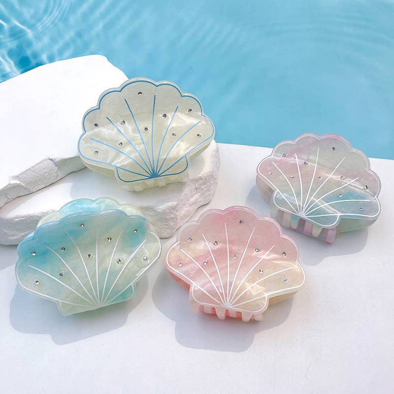Sparkly Shell-Shaped Hair Claw, Beach Claw Clip
