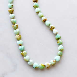Green Opal Heart Beaded Necklace