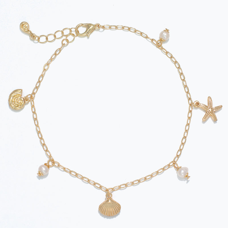 Anklet-Gold Sea Life with Pearls