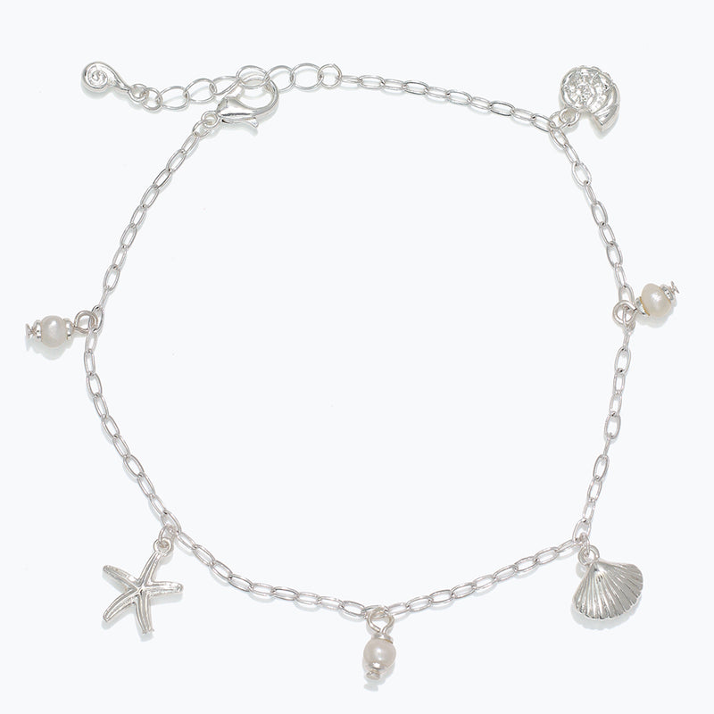 Anklet-Silver Sea Life w Pearls