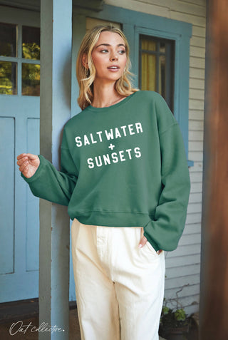 SALTWATER AND SUNSETS Mid Graphic Sweatshirt: HEATHER MIDNIGHT