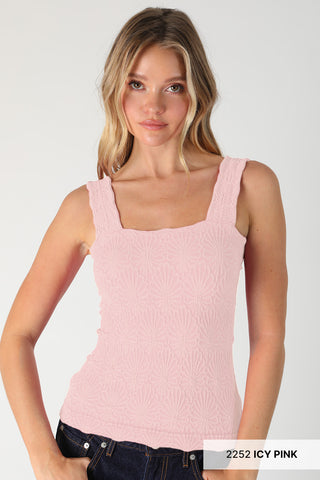 NIKIBIKI Lace Textured Square Tank One Size Icy Pink