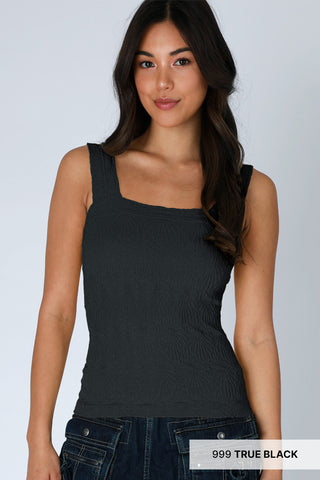 NIKIBIKI Lace Textured Square Tank One Size - True Black